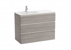 Roca The Gap City Oak 1000mm 3 Drawer Vanity Unit with Left Handed Basin