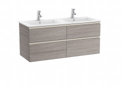 Roca The Gap City Oak 1200mm 4 Drawer Wall Hung Vanity Unit with 2 Basins