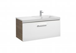 Roca Prisma Gloss White & Textured Ash 900mm Basin & Unit with 1 Drawer - Right Hand