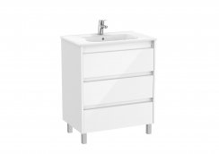 Roca Tenet Glossy White 700 x 460mm 3 Drawer Vanity Unit and Basin with Legs
