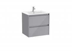 Roca Tenet Glossy Grey 600 x 460mm 2 Drawer Vanity Unit and Basin