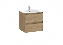 Roca Tenet Walnut 600 x 460mm 2 Drawer Vanity Unit and Basin