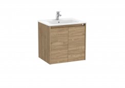 Roca Tenet Walnut 600 x 460mm 2 Door Vanity Unit and Basin