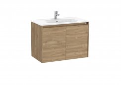 Roca Tenet Walnut 800 x 460mm 2 Door Vanity Unit and Basin