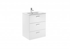 Roca Victoria Basic Unik Gloss White 600mm Basin Unit with 3 Drawers