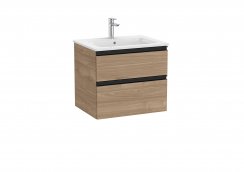 Roca The Gap Walnut 600mm 2 Drawer Vanity Unit with Basin