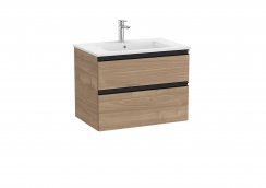 Roca The Gap Walnut 700mm 2 Drawer Vanity Unit with Basin