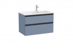 Roca The Gap Matt Blue 800mm 2 Drawer Vanity Unit with Right Hand Basin