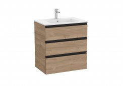 Roca The Gap Walnut 700mm 3 Drawer Vanity Unit with Basin