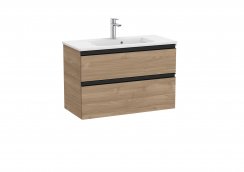 Roca The Gap Compact Walnut 800mm 2 Drawer Vanity Unit with Basin