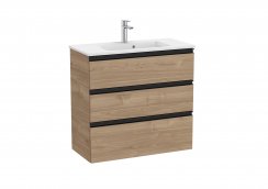 Roca The Gap Compact Walnut 800mm 3 Drawer Vanity Unit with Basin