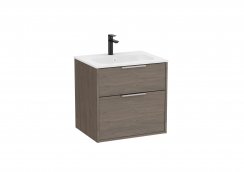 Roca Optica 600mm Dark Oak Vanity Unit with 2 Drawers & Stonex Basin