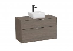 Roca Optica 1000mm Dark Oak Vanity Unit with 2 Drawers & Matching Countertop