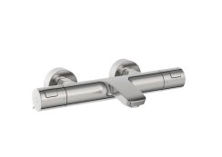 Roca T-500 Wall-Mounted Thermostatic Bath/Shower Mixer - Stainless Steel