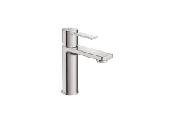 Roca Targa Small Smooth Body Cold Start Basin Mixer - Stainless Steel 