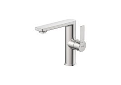 Roca Targa Large Smooth Body Cold Start Basin Mixer - Stainless Steel 