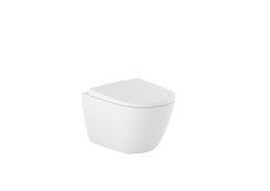 Roca Ona Compact Wall-Hung Rimless Toilet with Horizontal Outlet - Matt White