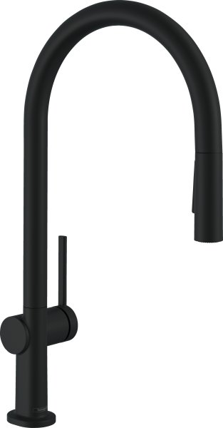 Hansgrohe Talis M54 Single Lever Kitchen Mixer 210 with Pull-Out Spray & Sbox, 2 Spray Modes - Matt Black