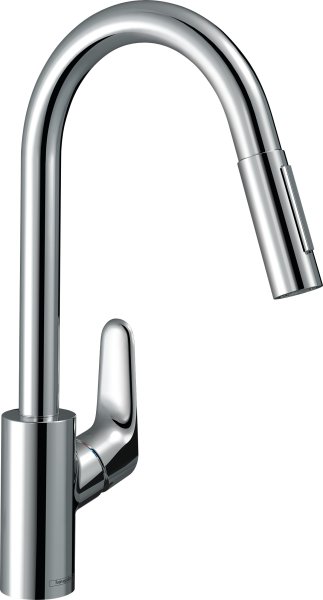 Hansgrohe Focus M41 Single Lever Kitchen Mixer 240 with Pull-Out Spray, 2 Spray Modes - Chrome