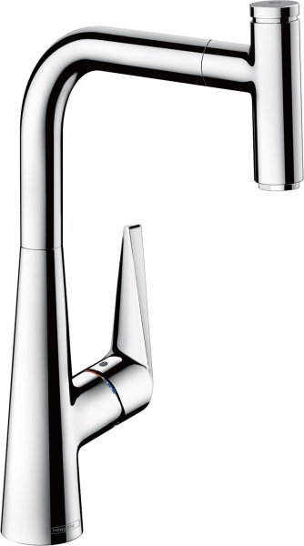 Hansgrohe Talis Select M51 Single Lever Kitchen Mixer 300 with Pull-Out Spout, Single Spray Mode - Chrome
