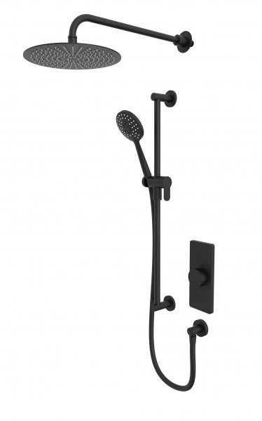 Tavistock Axiom Dual Function Shower System with Riser Kit & Overhead Shower - Black