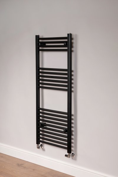 DQ Heating Essential 500 x 1200mm Ladder Rail with Essential Element - Matt Black