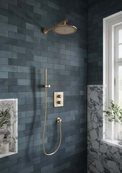 Villeroy & Boch Round Complete Shower Set - Brushed Gold