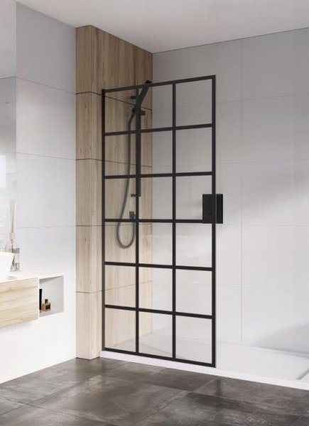 Roman Liberty 8mm 800mm Black Grid Wetroom Panel