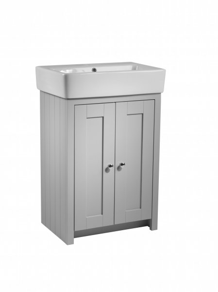 Tavistock Lansdown Pebble Grey 550mm Freestanding Unit & 2 Tap Hole Basin