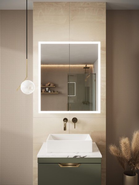 Scudo Prospr 600 x 700mm Double Door LED Mirror with Bluetooth