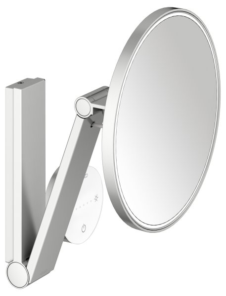 Keuco iLook Move Round Wall-Mounted Cosmetic Mirror with 2 Colour LED - Stainless Steel