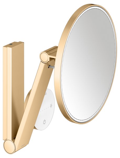 Keuco iLook Move Round Wall-Mounted Cosmetic Mirror with 2 Colour LED - Brushed Brass