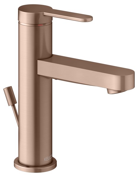 Keuco IXMO Single Lever Basin Mixer 100 with Pop-Up Waste (Flat Round Rosette) - Brushed Red Gold