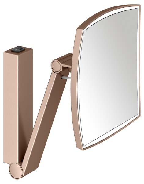 Keuco iLook Move Square Wall-Mounted Cosmetic Mirror with LED (Rocker Switch) - Brushed Red Gold