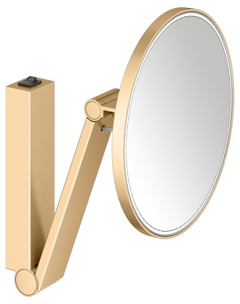 Keuco iLook Move Round Wall-Mounted Cosmetic Mirror with LED (Rocker Switch) - Brushed Brass