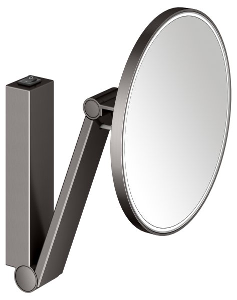 Keuco iLook Move Round Wall-Mounted Cosmetic Mirror with LED (Rocker Switch) - Brushed Titanblack
