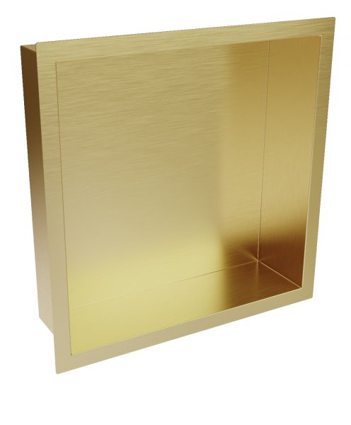 Scudo 300 x 300mm Inset Shower Niche - Brushed Brass