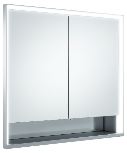 Keuco Royal Lumos 800 x 735 x 130mm Recessed Mirror Cabinet with Shelf - Anodised Silver