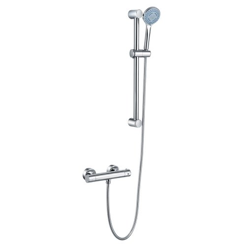 Just Taps Plus Torre Shower Valve with Shower Rail Kit and Front Fixing Brackets - Chrome