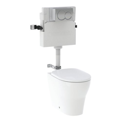 Geberit Back-to-Wall 4-in-1 Cistern, Flush Plate, Selnova Rimless Pan & Soft Close Seat Combi-Pack