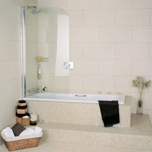 Roman Collage Curved Chrome Bath Screen