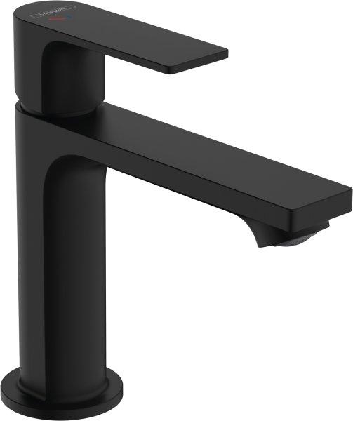 Hansgrohe Rebris E Single Lever Basin Mixer 110 Coolstart with Metal Pop-Up Waste Set - Matt Black