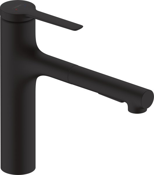 Hansgrohe Zesis M33 Single Lever Kitchen Mixer 160, Metal Pull-Out Spray, 2jet, Sbox - Matt Black