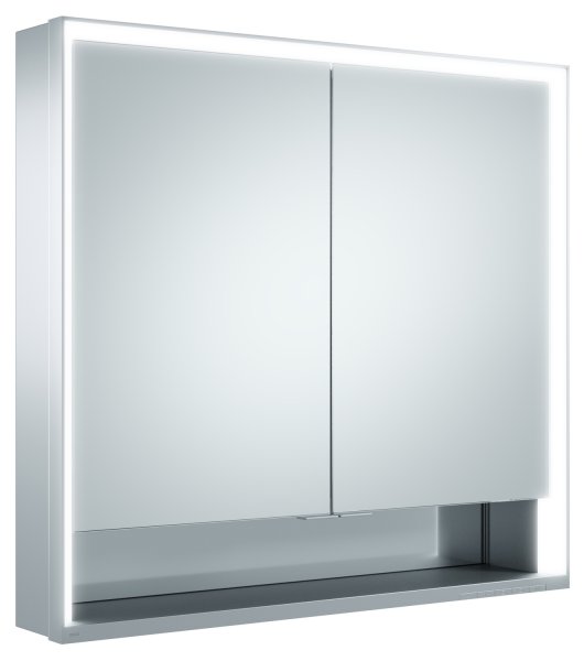 Keuco Royal Lumos 800 x 735 x 130mm Mirror Cabinet with Shelf - Anodised Silver