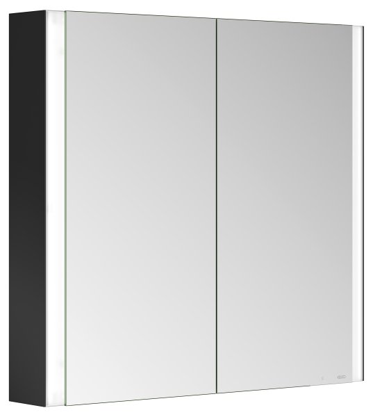 Keuco Somaris 800 x 700mm Wall-Mounted 2 Door Mirror Cabinet - Matt Black