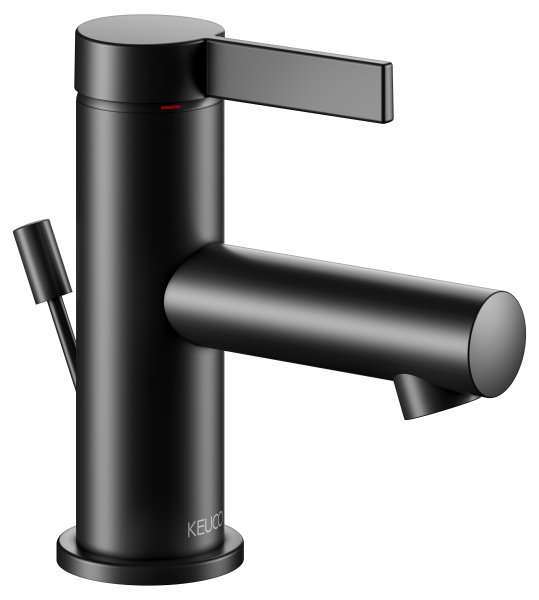 Keuco IXMO Single Lever Basin Mixer 60 with Pop-Up Waste (Pure Round Rosette) - Matt Black