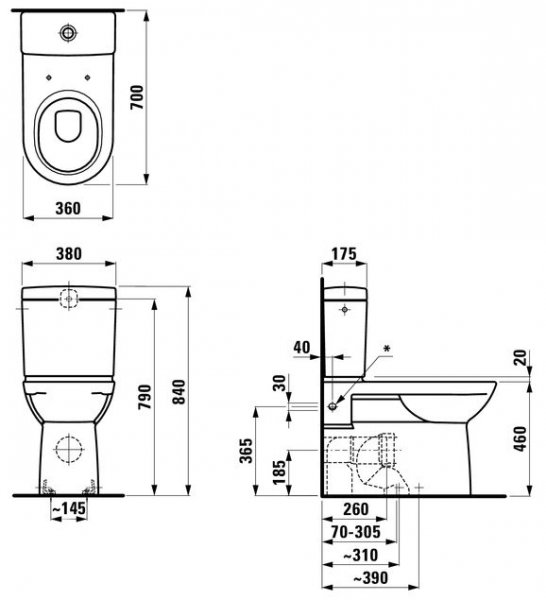 Laufen Pro Comfort Height Close Coupled Back to Wall Toilet | Bathroom ...