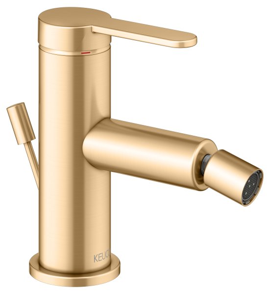 Keuco IXMO Single Lever Bidet Mixer with Pop-Up Waste (Flat Round Rosette) - Brushed Brass