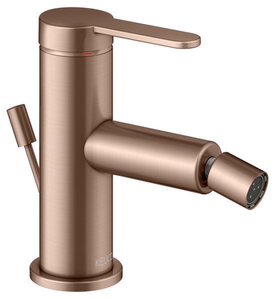Keuco IXMO Single Lever Bidet Mixer with Pop-Up Waste (Flat Round Rosette) - Brushed Red Gold