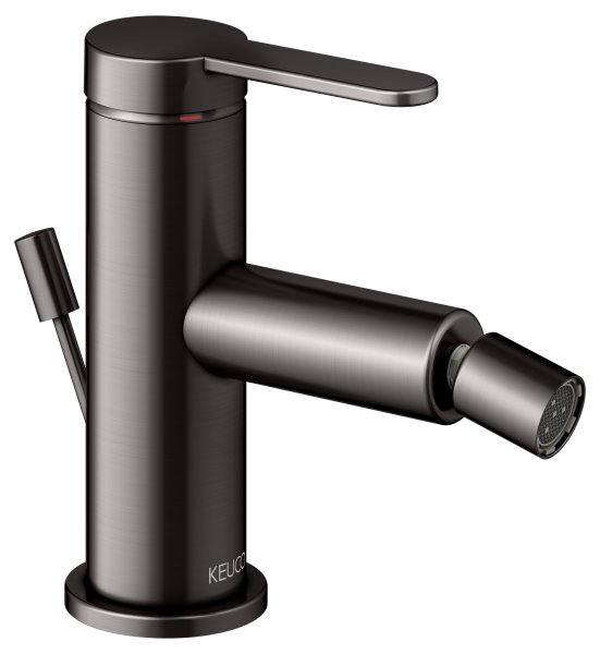 Keuco IXMO Single Lever Bidet Mixer with Pop-Up Waste (Flat Round Rosette) - Brushed Titanblack